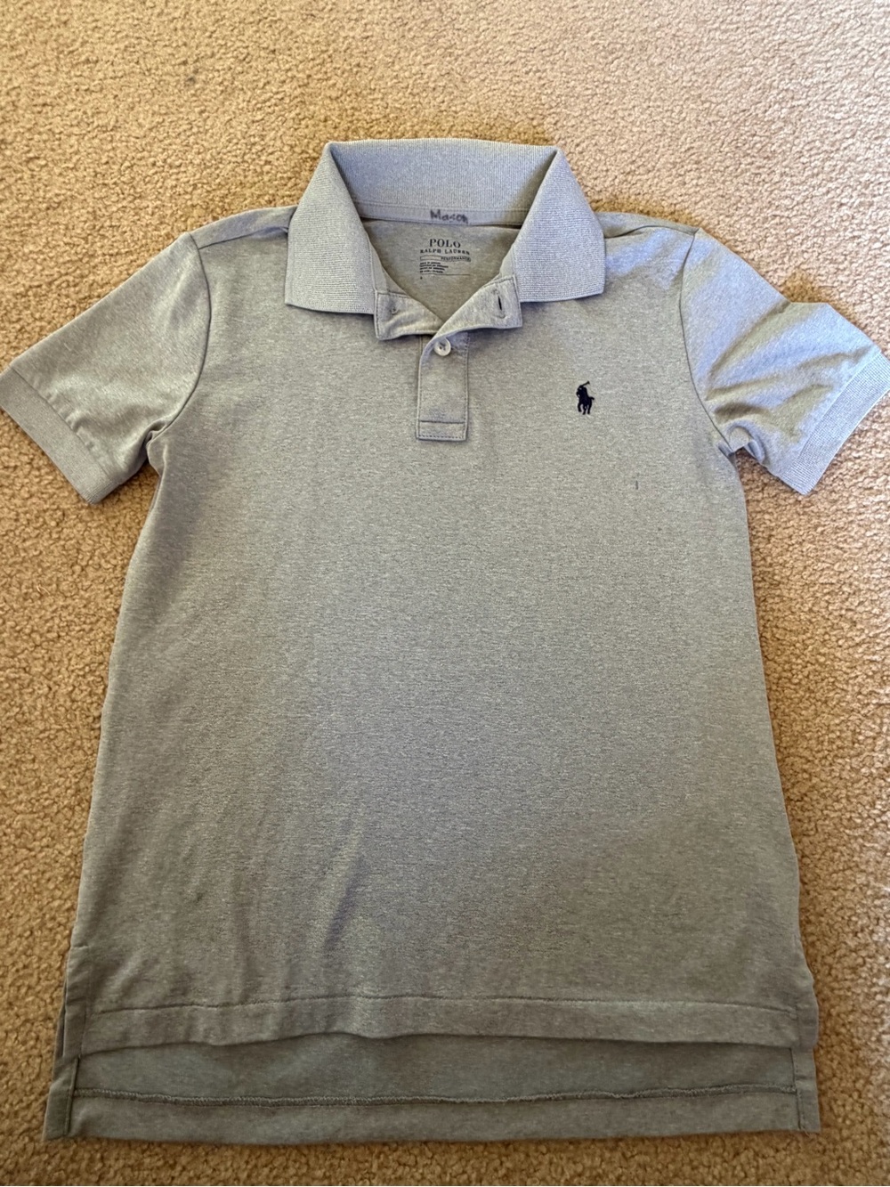 Polo by Ralph Lauren Grey Polo Shirt with Navy Pony - Picture 2 of 4